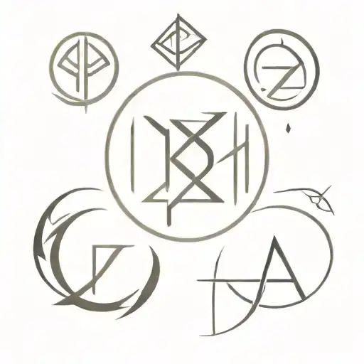 fehu, wunjo, jera and dagaz rune circle tattoo design idea