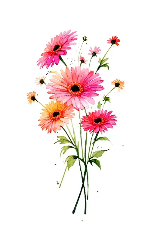 gerbera daisies simple feminine tattoo design idea