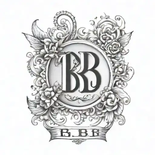 kids initials brb with tattoo design idea