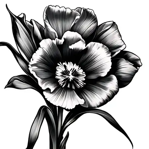 Multicolor Tulips in americana style tattoo design idea