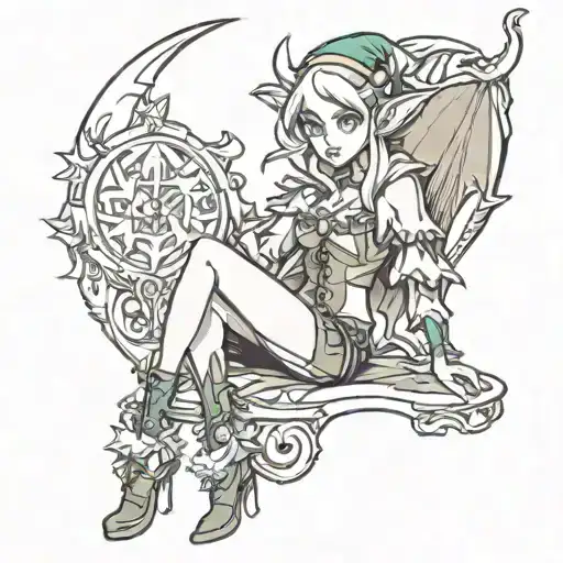 Sexy elf girl tattoo design idea