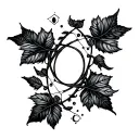 Ivy leaves, Aquarius constellation intertwined tattoo design idea