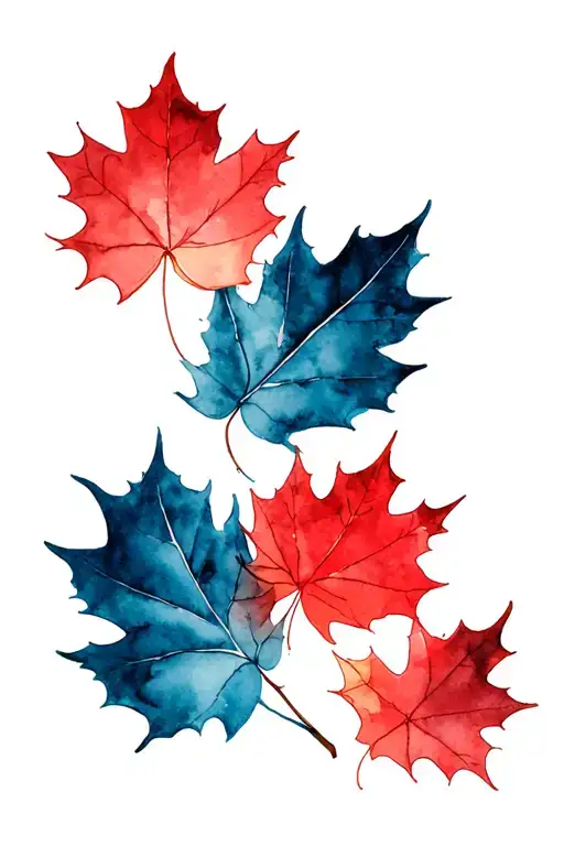 red maple leaves falling tattoo design idea