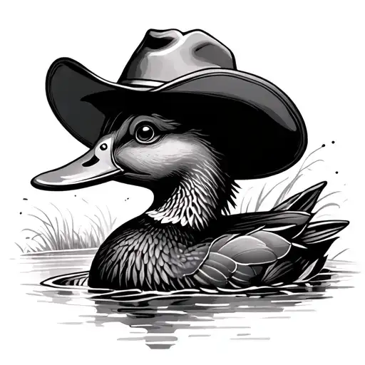 mother Duck With Cowboy Hat tattoo design idea