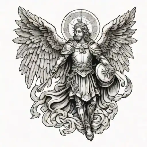 create a tattoo of Saint Michael the Archangel on your forearm tattoo design idea