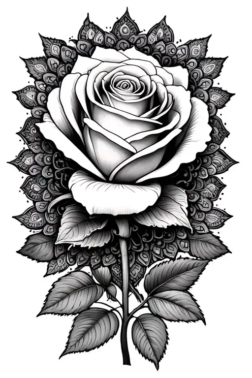 Rose with Mandala background tattoo design idea