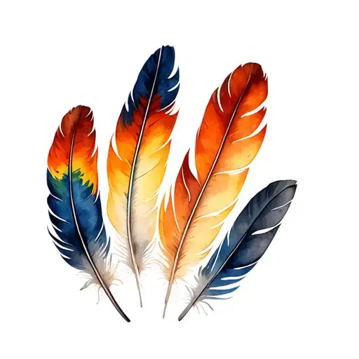 eagle feather, turkey feather,macaw feather united as one tattoo design idea