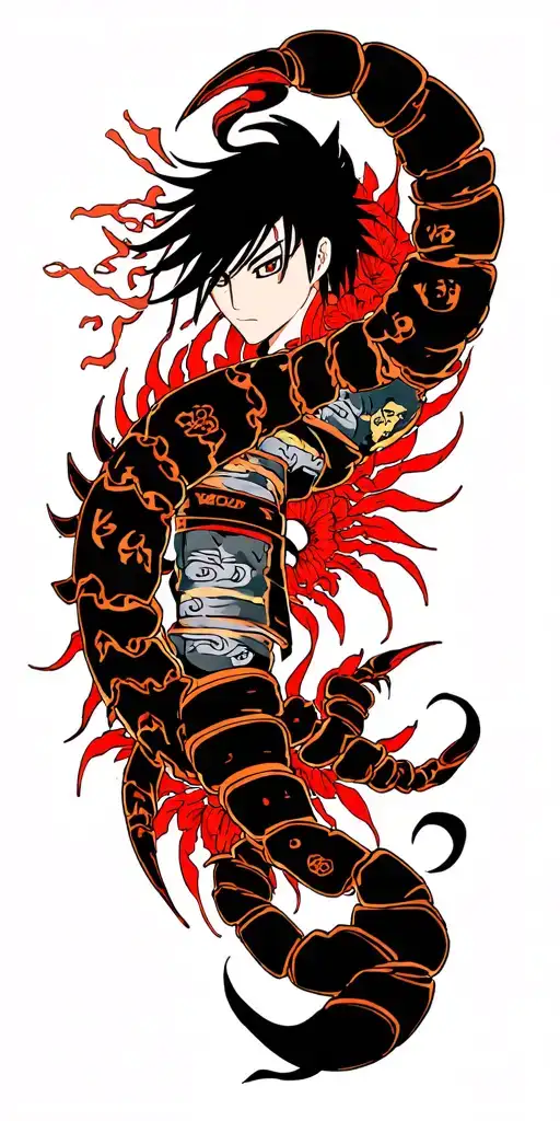 yakuza, naruto, and scorpio zodiac sign tattoo design idea