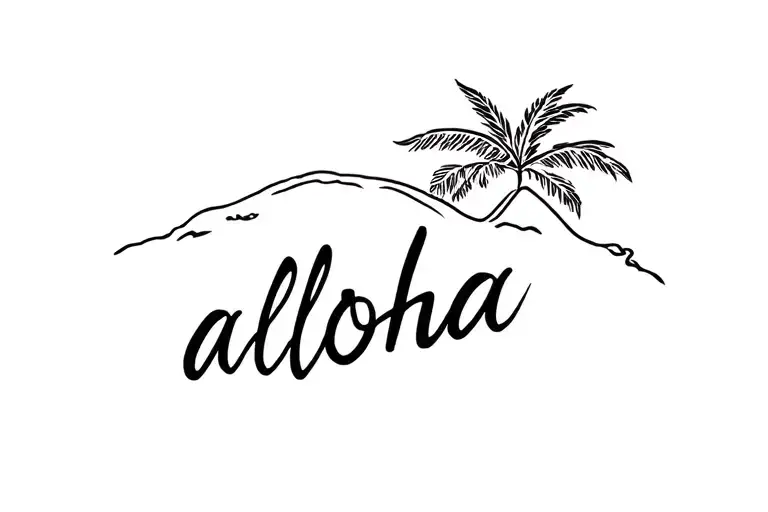 Hawaiian Island with weird "aloha" tattoo design idea