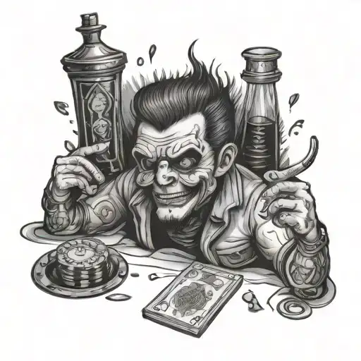 cocaine and gambling addict  tattoo design idea