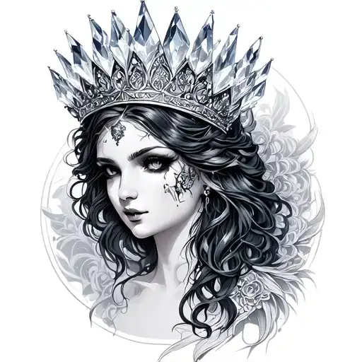goddess nyx with crystal crown  tattoo design idea