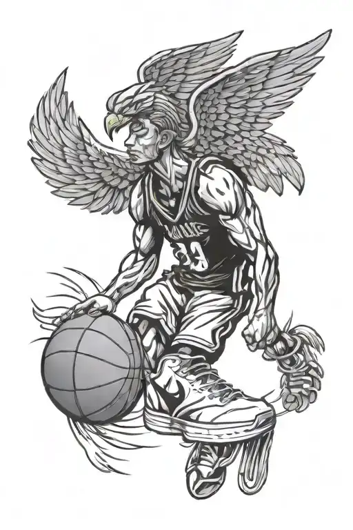 Make a tattoo about a basketball with wings and the name Bart Meijerink, it’s dedicated to him tattoo design idea