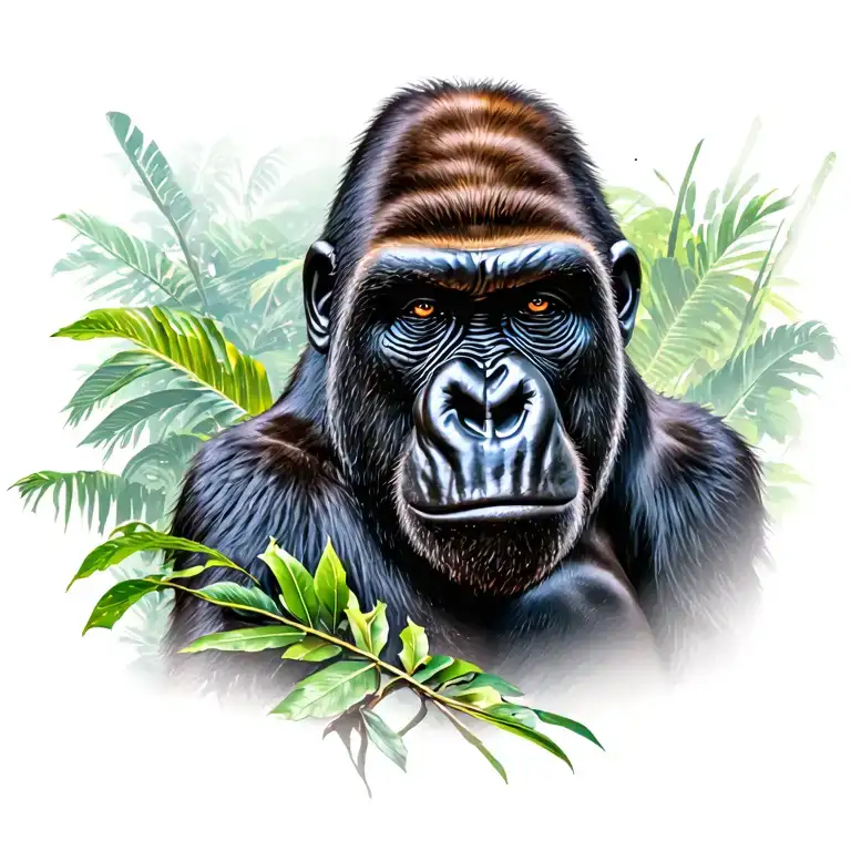 gorilla in the jungle tattoo design idea