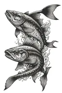 Catfish underwater scene tattoo design idea