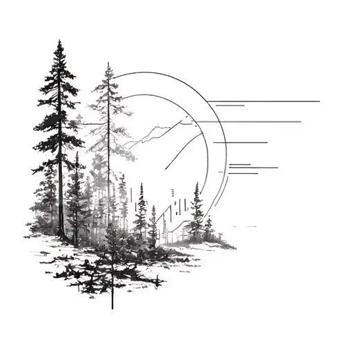 cyberpunk ai in natural forest  tattoo design idea