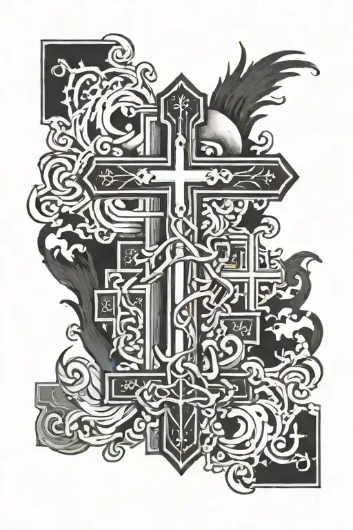 the 3 crosses with Philippians 4:13 written  tattoo design idea