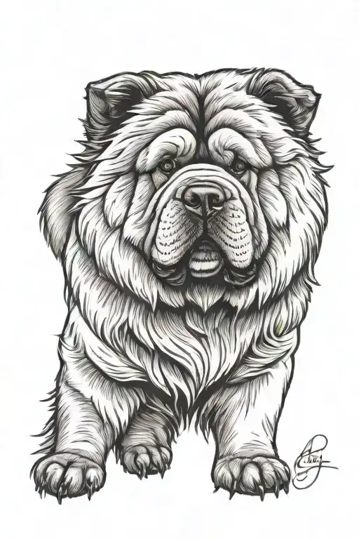 fornt chow chow dog tattoo design idea
