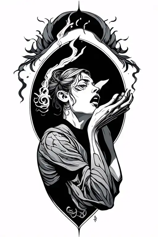 fighting for soul leaving the body tattoo design idea