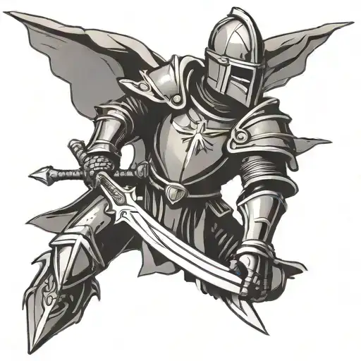 black knight holding a sword tattoo design idea
