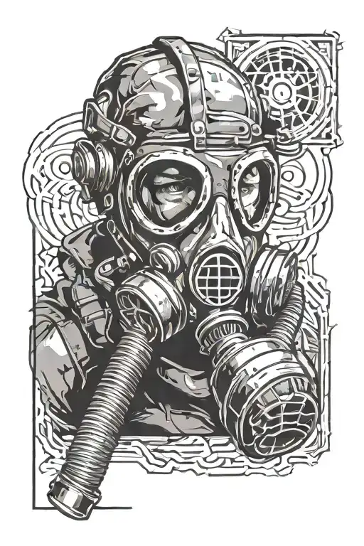 gas mask, stalker, looking back tattoo design tattoo design idea