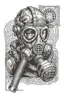 gas mask, stalker, looking back tattoo design tattoo design idea