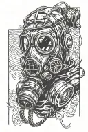 gas mask, stalker, looking back tattoo design tattoo design idea