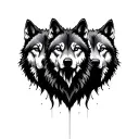 three wolves facing front view  tattoo design idea