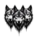 three wolves facing front view  tattoo design idea