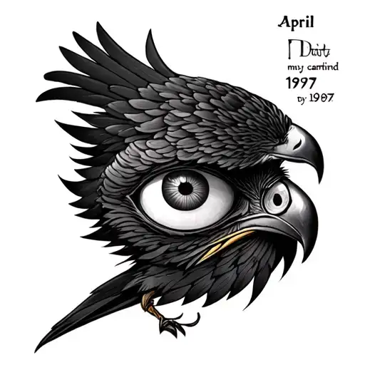 hawk eye carring my date of birth april 1997 tattoo design idea