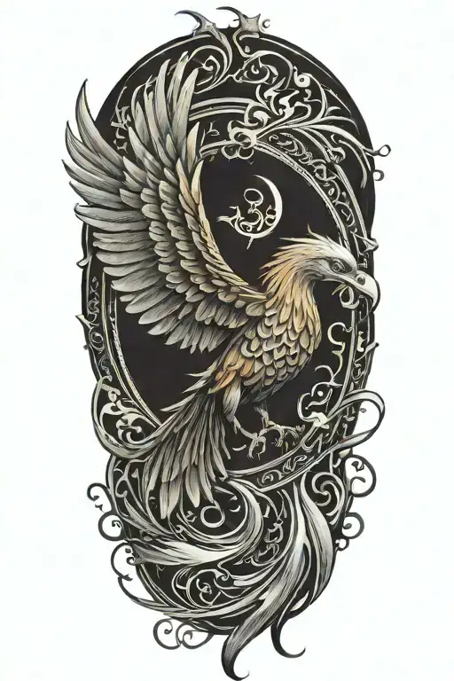 muslim quran strong powerful phoenix rising tattoo design idea