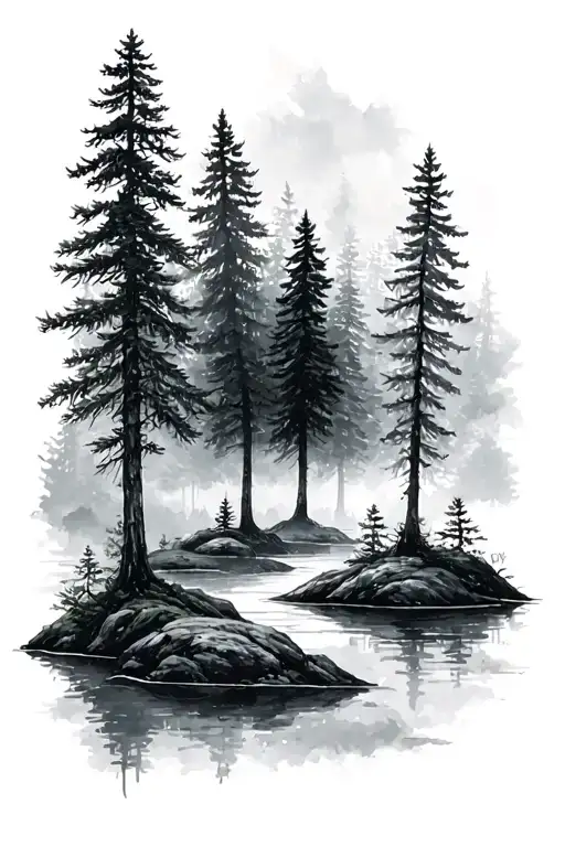 evergreen forest  tattoo design idea