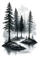evergreen forest  tattoo design idea