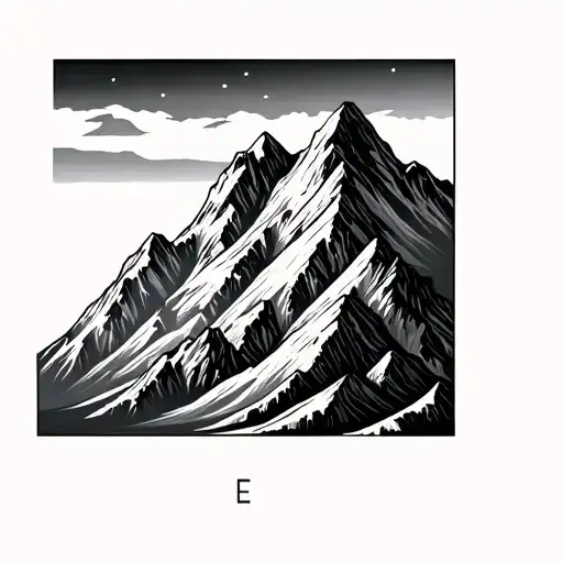 mountain range with G>^v on it tattoo design idea