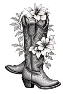 plants and cowboy boots tattoo design idea