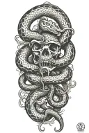gadsdan flag snake incorporated with flintlock pistols tattoo design idea