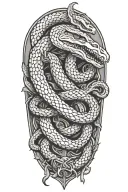 gadsdan flag snake incorporated with flintlock pistols tattoo design idea