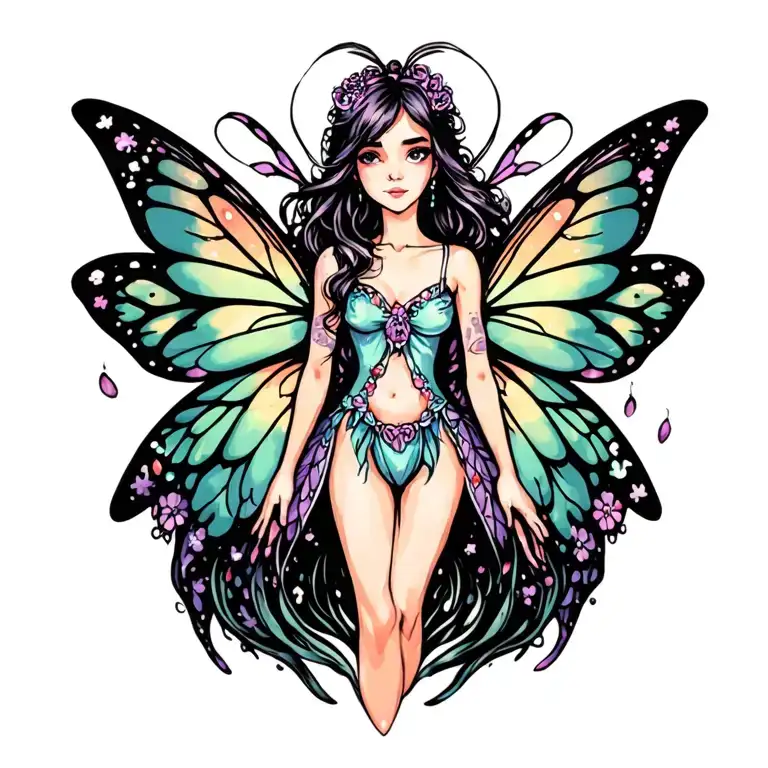 fairy surrounded tattoo design idea