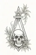 coffin skull fire tears acacia leaves masonic square and compass  tattoo design idea
