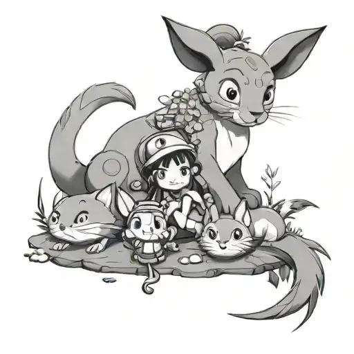 Disney and Ghibli inspired tattoo tattoo design idea