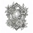 A tattoo inspired by the lovers tarot card, twin souls, saturn and wildflowers   tattoo design idea