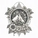 A tattoo inspired by the lovers tarot card, twin souls, saturn and wildflowers   tattoo design idea