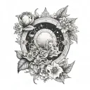 A tattoo inspired by the lovers tarot card, twin souls, saturn and wildflowers   tattoo design idea