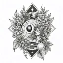 A tattoo inspired by the lovers tarot card, twin souls, saturn and wildflowers   tattoo design idea