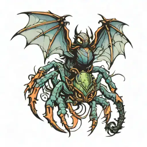 spider and toothless dragon tattoo design idea