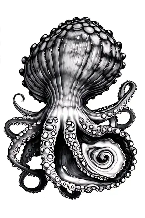 octopus and oyster shell tattoo design idea