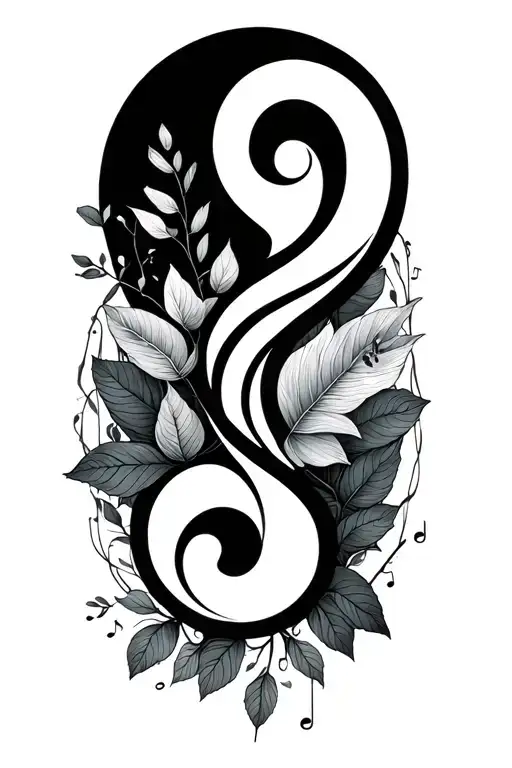 music and semicolon with nature inspired tattoo tattoo design idea