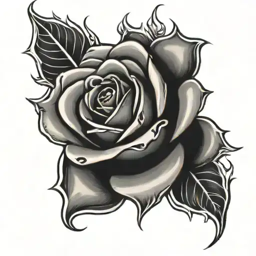 burning rose tattoo design idea