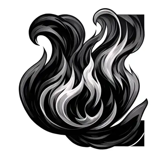 small fire 2 somurai and smoke turns into a color story tattoo design idea