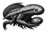 Alien Romulus from a spaceship tattoo design idea