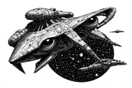 Alien Romulus from a spaceship tattoo design idea